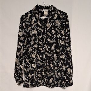 BonWorth Black Shirt with White Musical Design